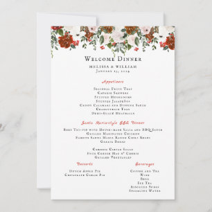 Rustic Floral Boho Botanical Wedding Menu Invitation