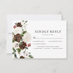 Rustic Floral   Boho Greenery RSVP w/Meal Card