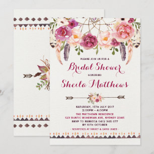 Rustic Floral Boho Invitation Bridal Shower Invite