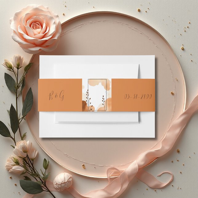 Rustic Floral boho terracotta Wedding frame  Invitation Belly Band (Creator Uploaded)