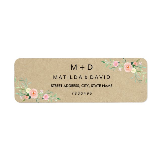 Rustic Floral Boho Wedding Address Label (Front)