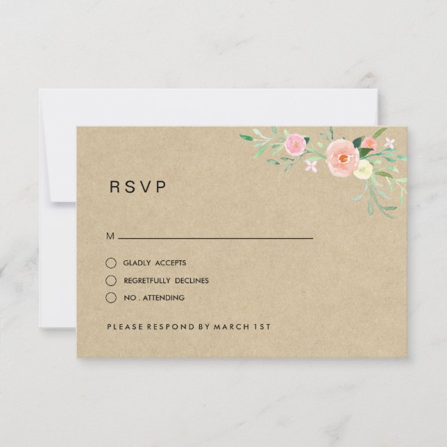 Rustic Floral Boho Wedding RSVP Card (Front)