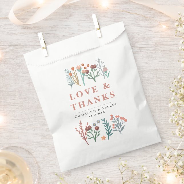 Rustic Floral Boho Wildflowers Wedding Favour Bags (Clipped)