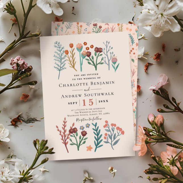 Rustic Floral Boho Wildflowers Wedding Invitation (Creator Uploaded)