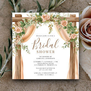 Rustic Floral Boho Wooden Arch Bridal Shower Invitation