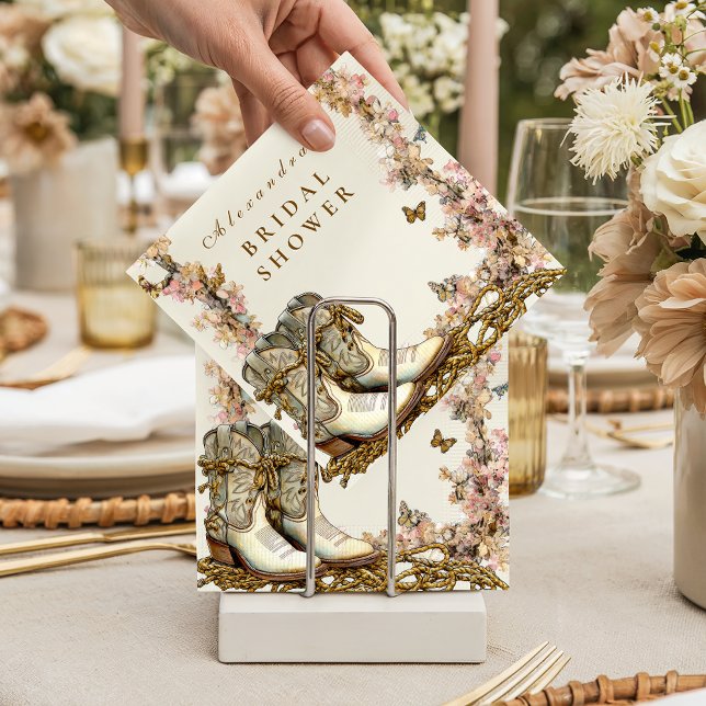 Rustic Floral Boots Bridal Shower Napkin (Creator Uploaded)