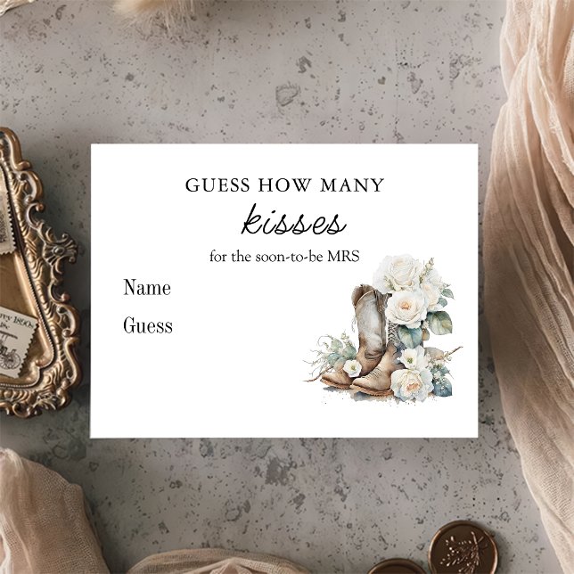 Rustic Floral Boots Bridal Shower Wedding Game  Enclosure Card (Creator Uploaded)