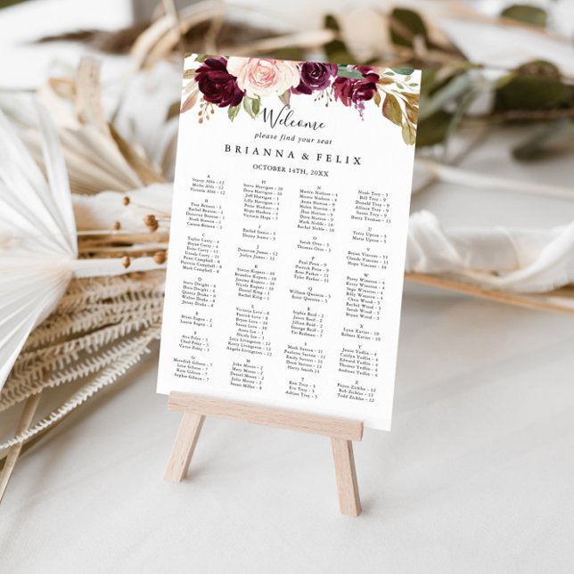 Rustic Floral Botanical Alphabetical Seating Chart (Creator Uploaded)