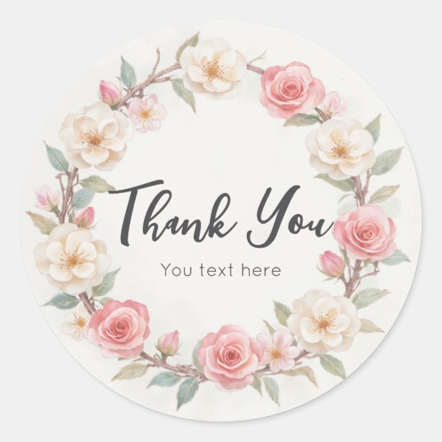 Rustic Floral Botanical Birthday Thank You Sticker (Front)