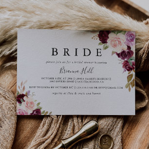 Rustic Floral Botanical Bride Bridal Shower Invitation