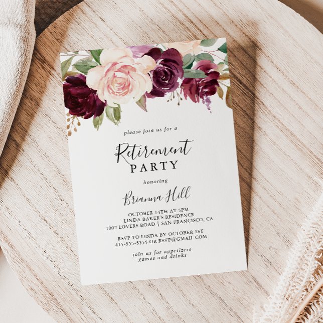 Rustic Floral Botanical Foliage Retirement Party Invitation (Creator Uploaded)