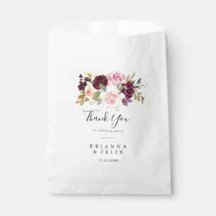 Rustic Floral Botanical Foliage Thank You Wedding Favour Bags