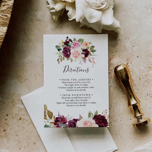 Rustic Floral Botanical Foliage Wedding Directions Enclosure Card (Creator Uploaded)