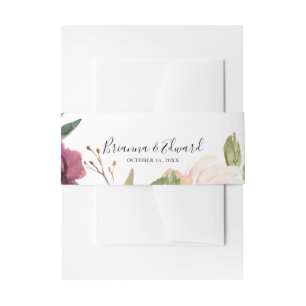 Rustic Floral Botanical Foliage Wedding Invitation Invitation Belly Band