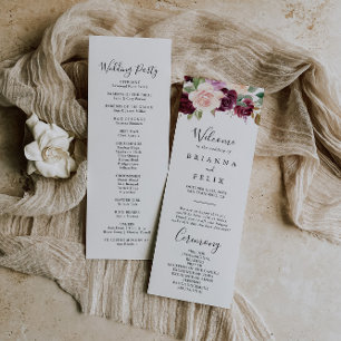 Rustic Floral Botanical Foliage Wedding Program Programme