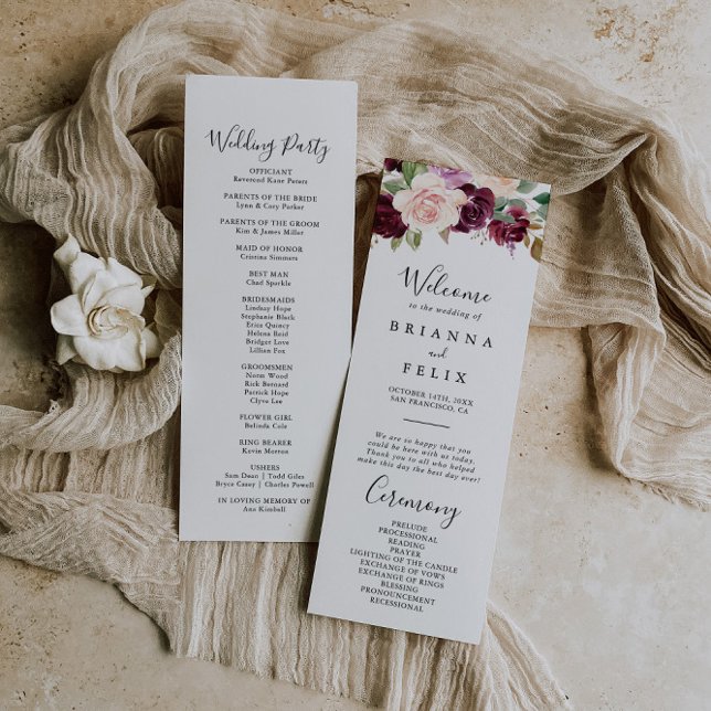 Rustic Floral Botanical Foliage Wedding Program Programme (Creator Uploaded)