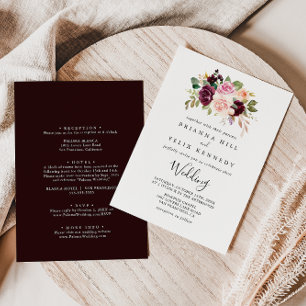 Rustic Floral Botanical Front & Back Wedding Invitation