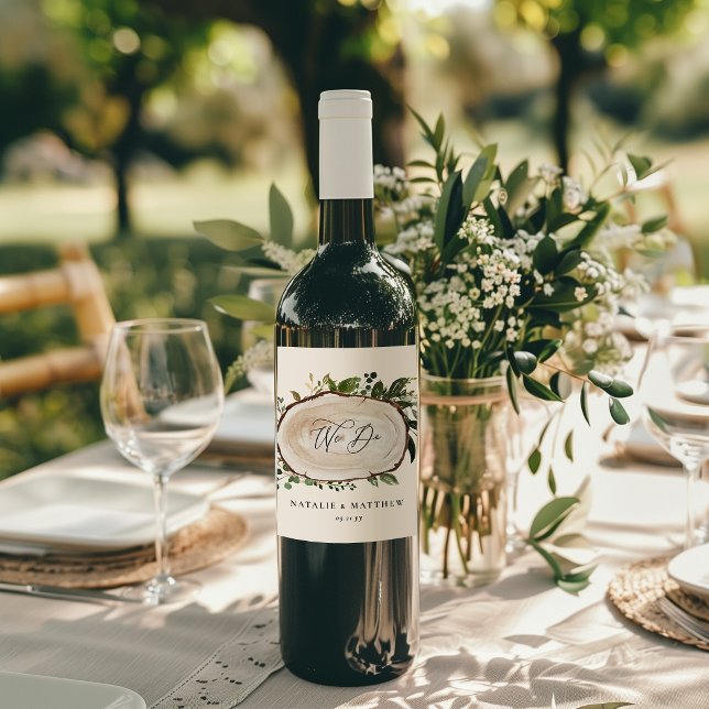 rustic floral botanical personalised wedding wine label (Creator Uploaded)