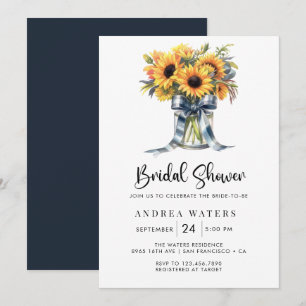 Rustic Floral Bouquet Bridal Shower  Invitation