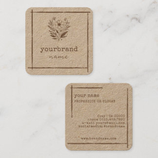 Rustic Floral Boutique Stationery Florist Flower Square Business Card