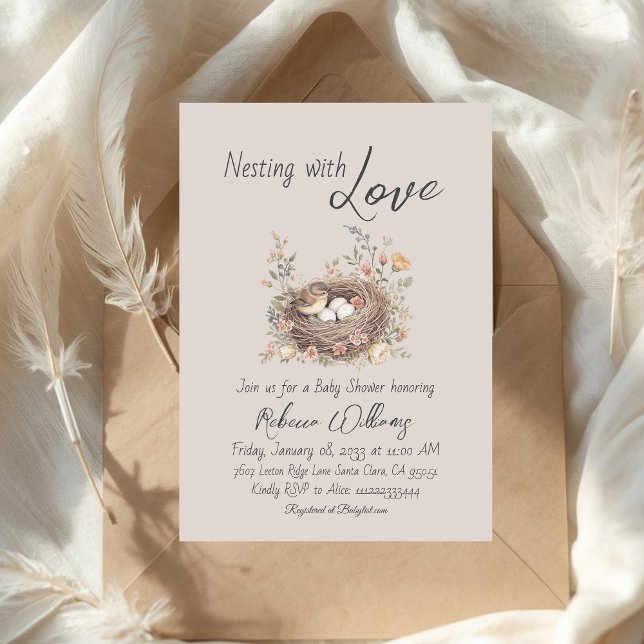Rustic Floral Bow Baby Shower Nesting Party Invitation (Creator Uploaded)
