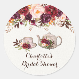 Rustic Floral Bridal Shower Favour Sticker Tag