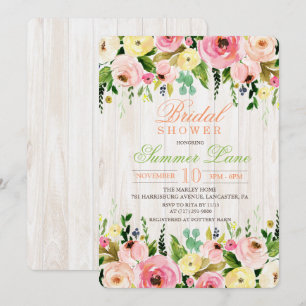 Rustic Floral Bridal Shower Invitation