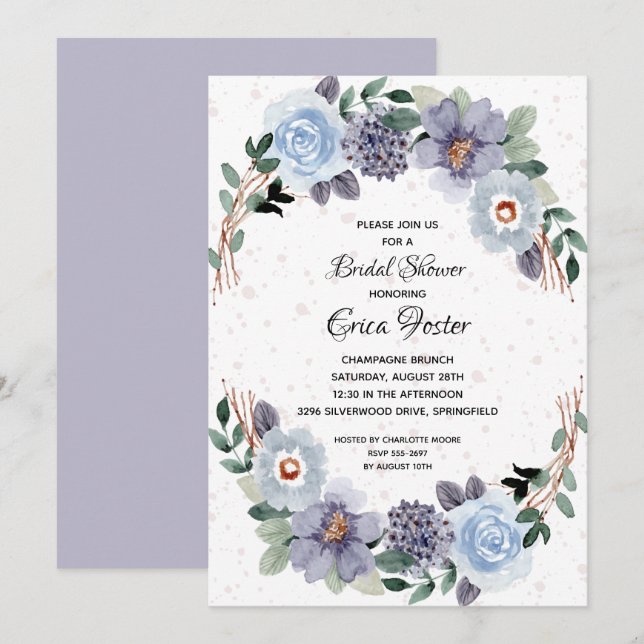 Rustic Floral Bridal Shower Invitation (Front/Back)