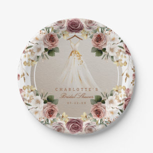Rustic Floral Bridal Shower Paper Plates