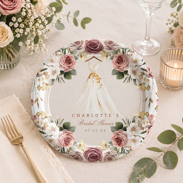 Rustic Floral Bridal Shower Paper Plates (Fall Floral Bridal Shower Paper Plates)