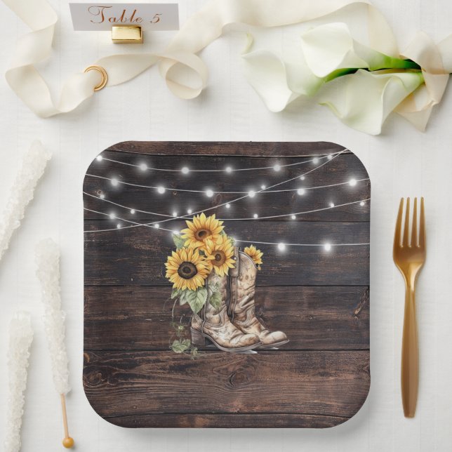 Rustic Floral Bridal Shower Paper Plates  (Wedding)