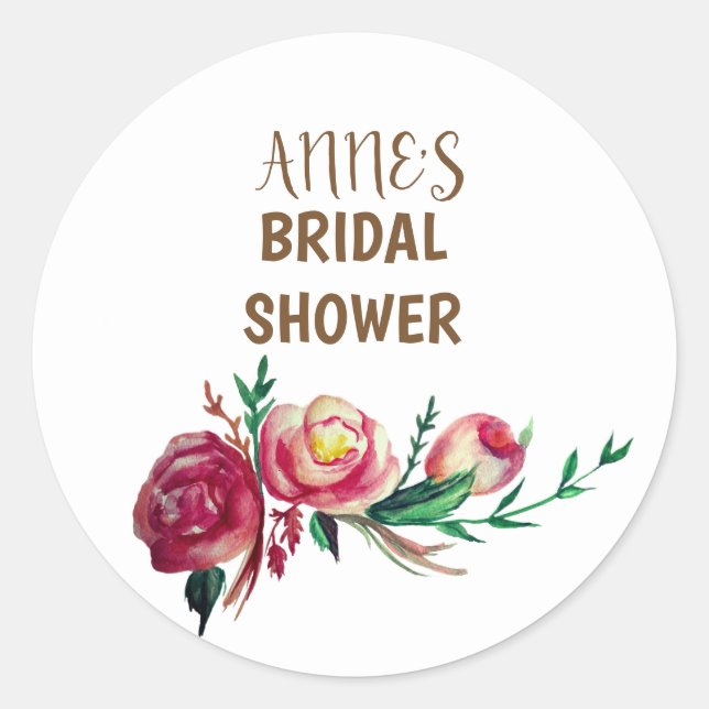 Rustic Floral Bridal Shower Sticker (Front)