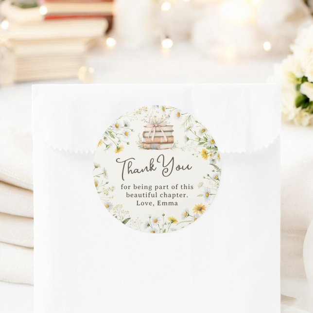 Rustic Floral Bridal Shower Thank You Favour Classic Round Sticker (Rustic Floral Bridal Shower Thank You Favor Classic Round Sticker)