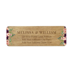 Rustic Floral Bride Groom Wedding Return Address