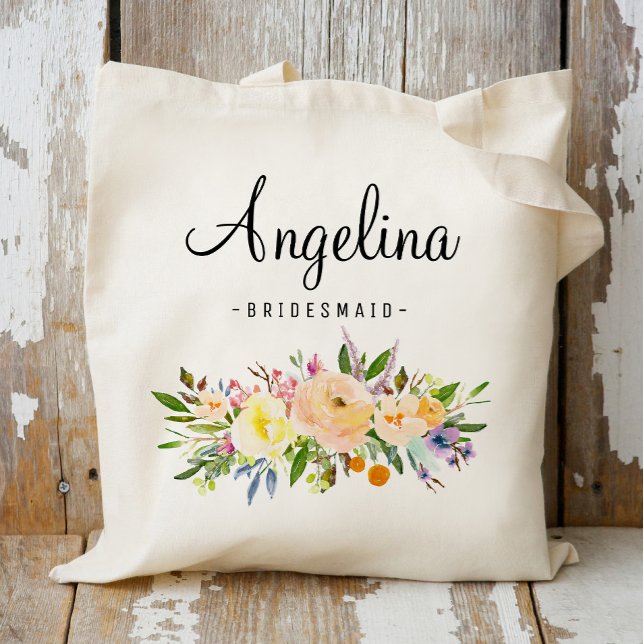 Rustic Floral Bridesmaid Personalised-07 Tote Bag (Creator Uploaded)