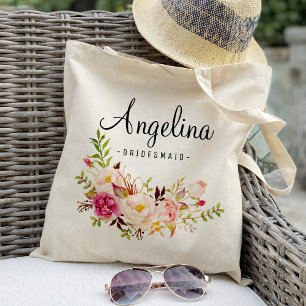 Rustic Floral Bridesmaid Personalised-6 Tote Bag