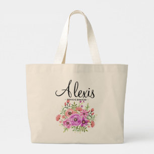 Rustic Floral Bridesmaid Tote - Personalised Gift
