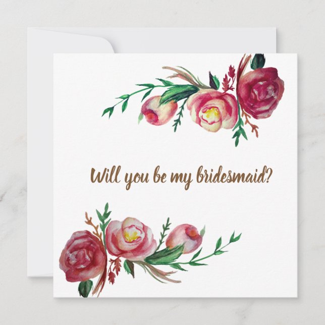 Rustic Floral  Bridesmaid Wedding Card (Front)