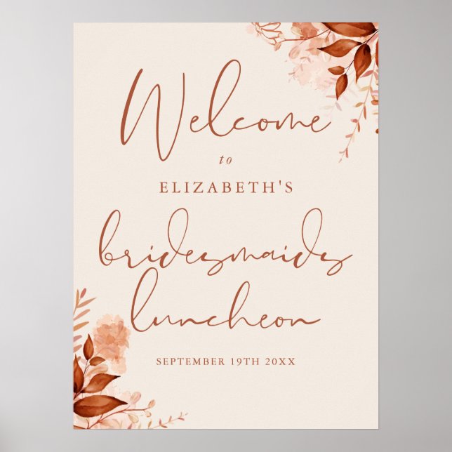 Rustic Floral Bridesmaids Luncheon Welcome Sign (Front)