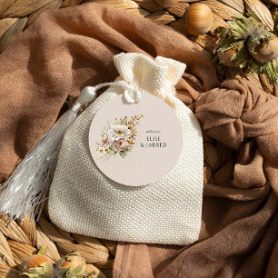 Rustic Floral Brown Blush Neutral Wedding Favour Tags