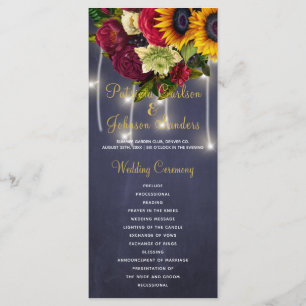 Rustic floral burgundy chalkboard wedding program programme