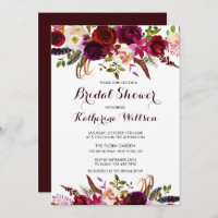 Rustic Floral Burgundy Marsala Fall Bridal Shower
