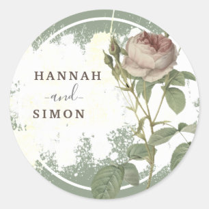 Rustic Floral Burgundy Marsala Modern Minimalist C Classic Round Sticker