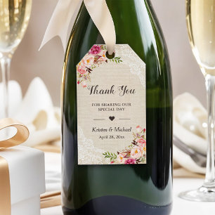 Rustic Floral Burlap Lace Wedding Favour Thank You Gift Tags