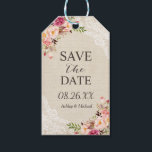 Rustic Floral Burlap Lace Wedding Save the Date Gift Tags<br><div class="desc">Rustic Floral Burlap Lace Wedding Save the Date Gift Tag Template. 
(1) For further customisation,  please click the "customise further" link and use our design tool to modify this template. 
(2) If you need help or matching items,  please contact me.</div>