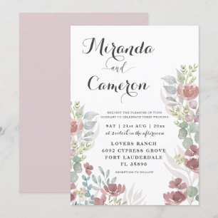 Rustic Floral Burnt Orange Wedding Invitation