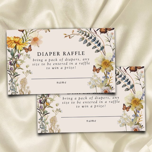 Rustic Floral Butterfly Baby Shower Diaper Raffle Enclosure Card (Creator Uploaded)