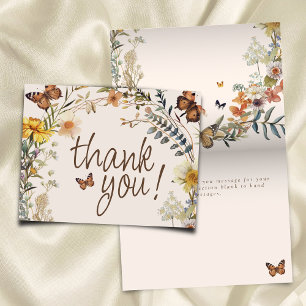 Rustic Floral Butterfly Gender Neutral Baby Shower Thank You Card