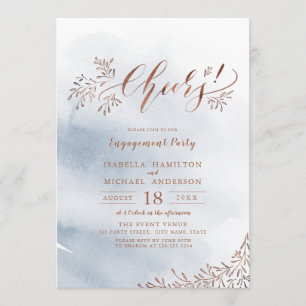 Rustic floral calligraphy cheers engagement party invitation