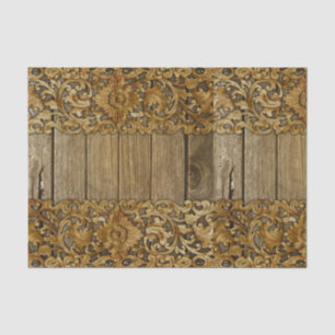 Rustic,floral,carvings,wood,antique,shabby,chic,el Tissue Paper